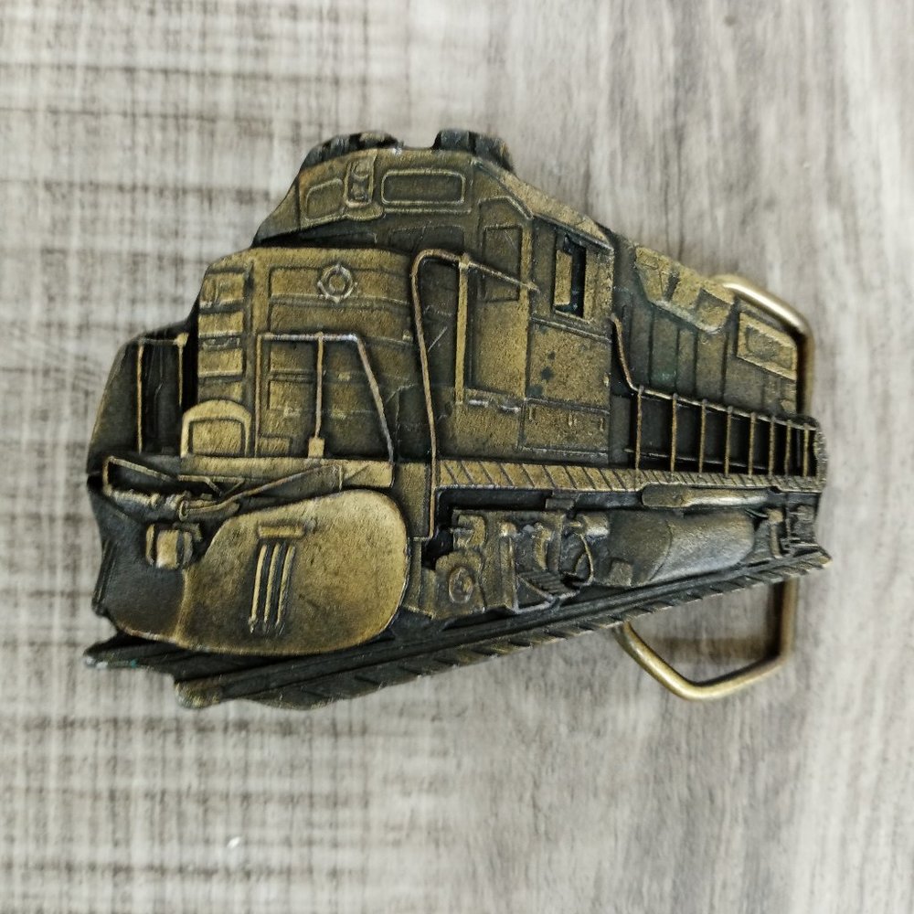 Brass Train Locomotive Belt Buckle Vintage 1987